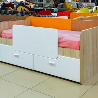 Детская кровать с ящиками 80х160 Умка К-001 белый глянец