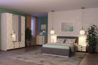 Кровать с накладками Марс 14М темно-серый велюр (1400х2000мм)