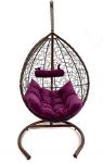 Кресло подвесное Крит коричневое с подушкой