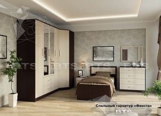 Шкаф 3х дверный с ящиками и зеркалами Фиеста БТС