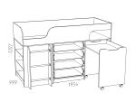 Кровать-чердак с выкатным столом 80х190 Рико НМ 011.56М