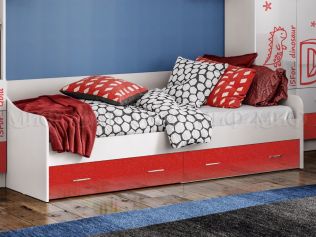 Детская кровать с ящиками 90х200 Алфавит красный