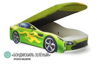 Детская кровать-машина Бондмобиль зеленый 70х170