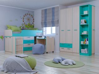Кровать-чердак с выкатным столом 80х190 Рико НМ 011.56М