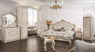 Кровать двуспальная 180х200 Патрисия крем корень глянец